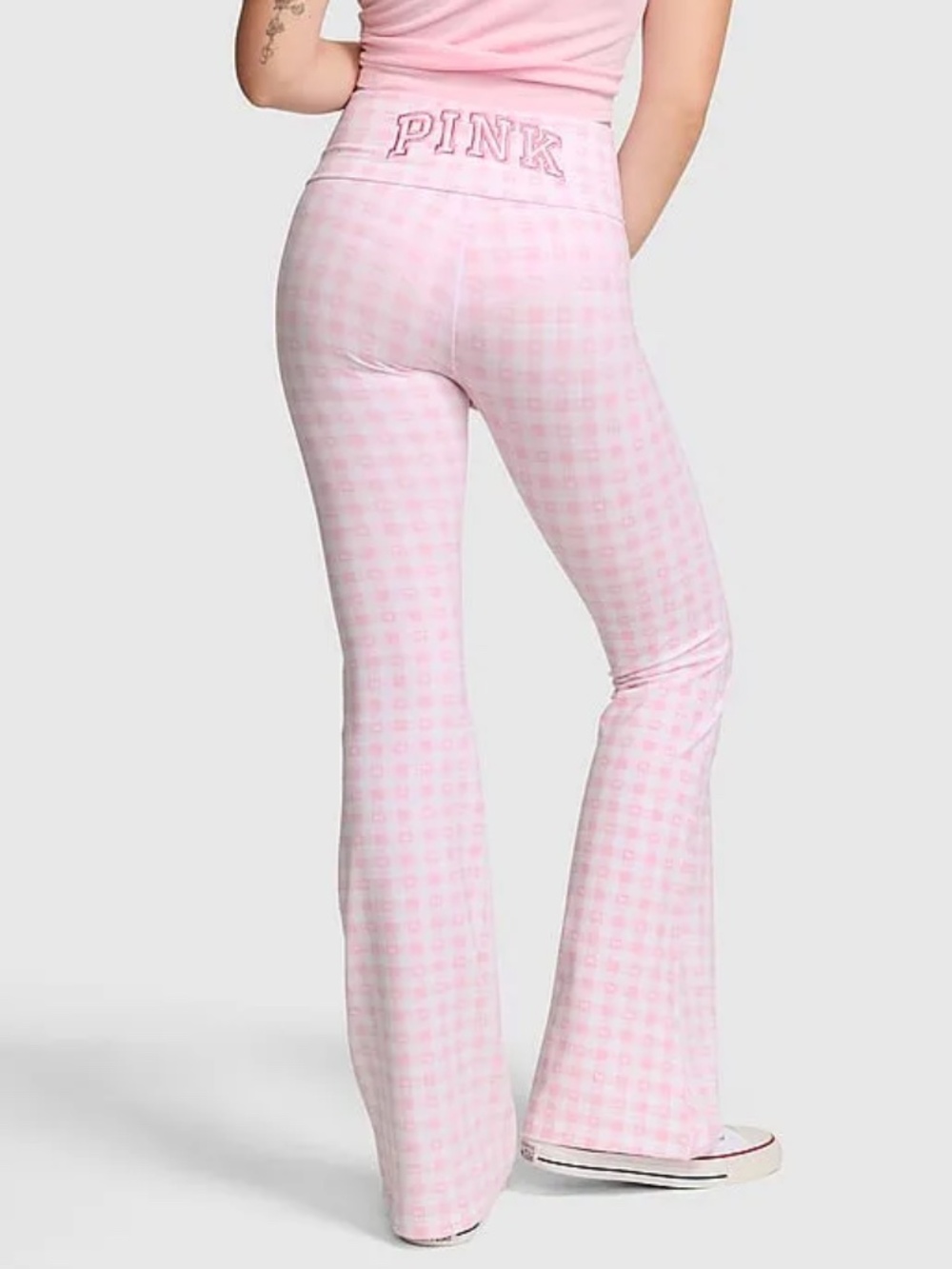 PINK X LOVESHACKFANCY Cotton Foldover Flare Leggings